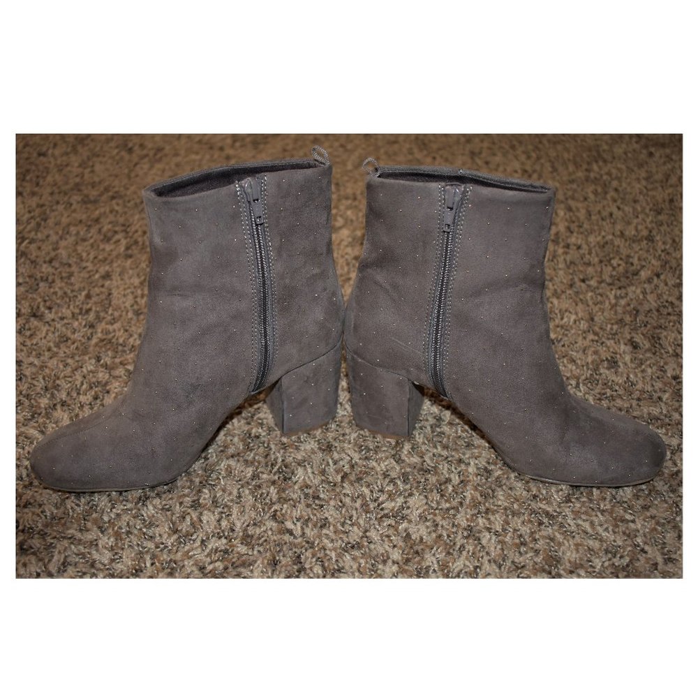 Studded Faux Suede Block Heel Boots - Picture 3 of 4